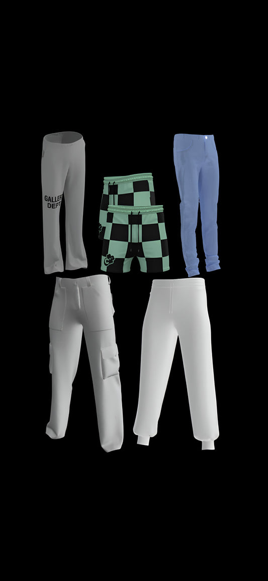 (10) 3D Pants & More Mock-Up Bundle | Customizable Jeans, Shorts & More